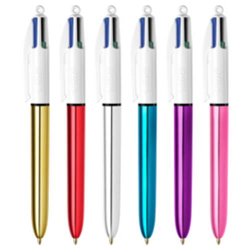 BIC 4 COLOUR SHINE PENNA A SFERA 4 COLORI DI INCHIOSTRO PUNTA MEDIA CONF. 12 Pz.